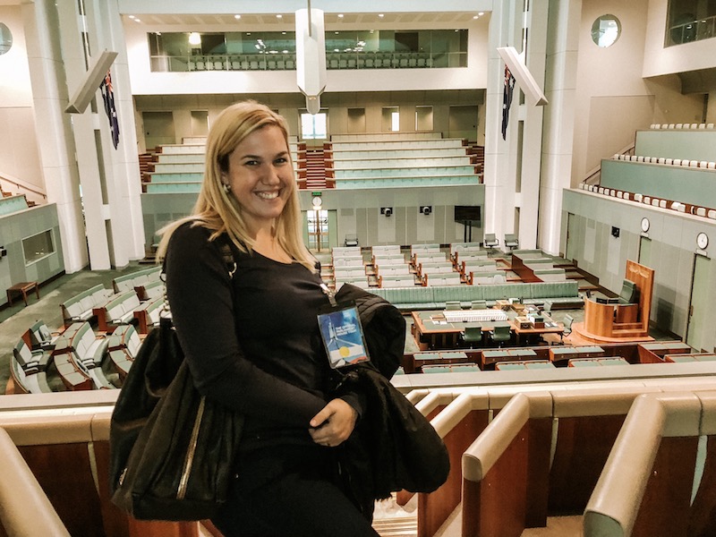 Giulia Sampogna no Parlamento da Austrália