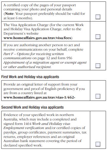 documentos para o Working Holiday Visa 462