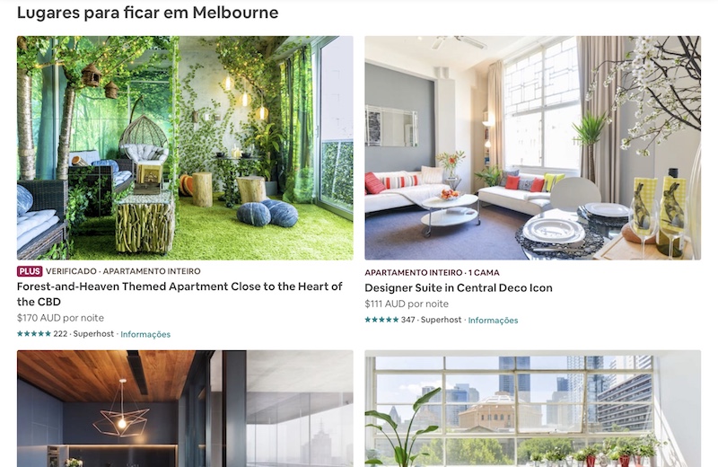 Lugares Airbnb em Melbourne
