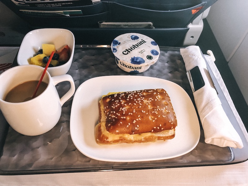 Comida da primeira classe na Delta Air Lines