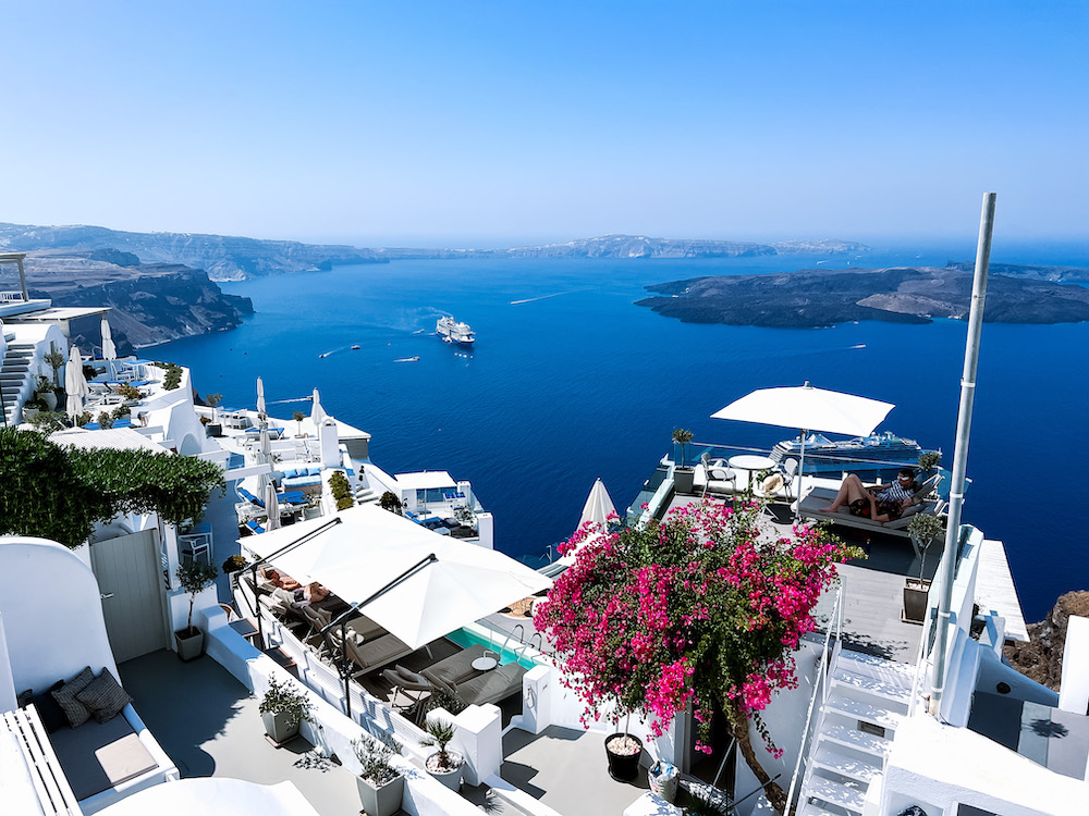 Lindo visual da ilha de Santorini